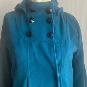 Elegant Teal Double-Breasted Pea Coat